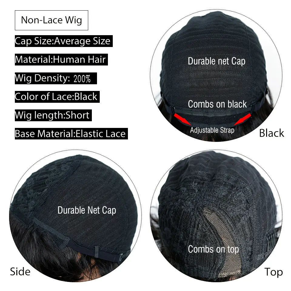 BAISI Curly Short Pixie Cut Human Hair Wigs