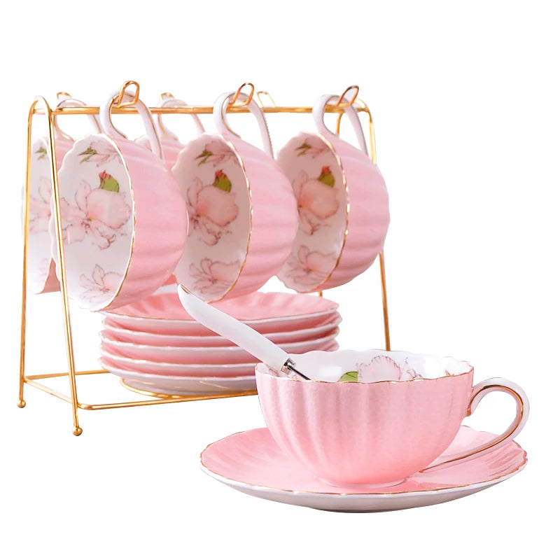 Pink Romantic Pumpkin Coffee Cup Set