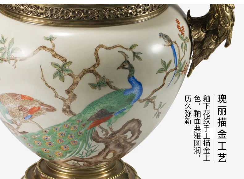 European-Style American Peacock Ceramic Decoration