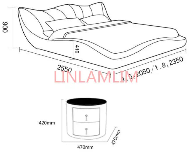 Europe and America Genuine leather bed frame