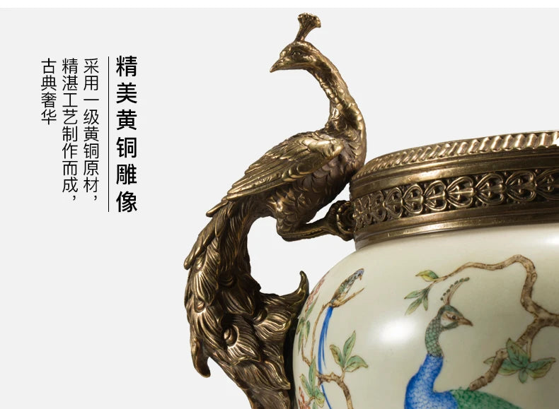 European-Style American Peacock Ceramic Decoration