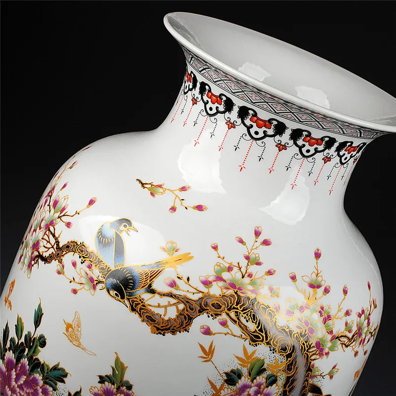 Jingdezhen Ceramic Gold Pheasant Vase