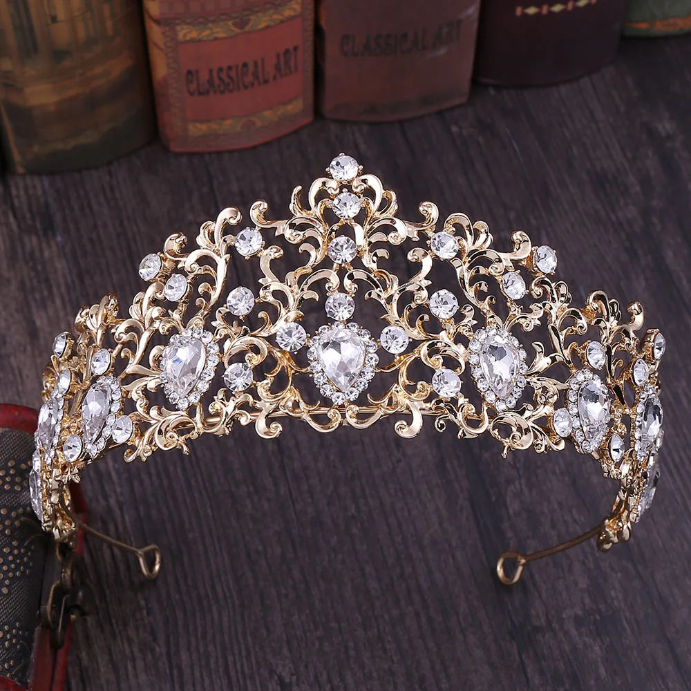 KMVEXO Forest Leaf Crystal Tiara