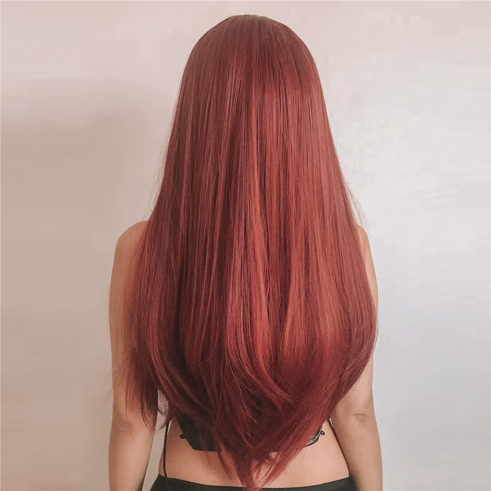Fashion Brown Grey Long Straight Wig