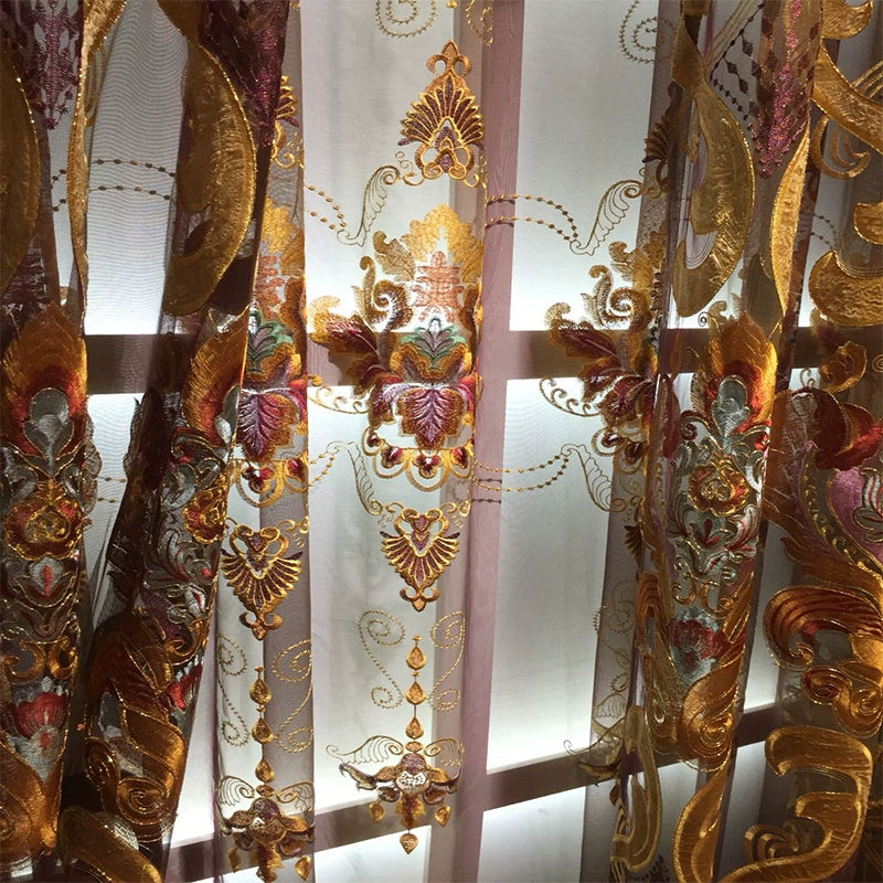 European Chenille Cut Out Embroidered Curtain