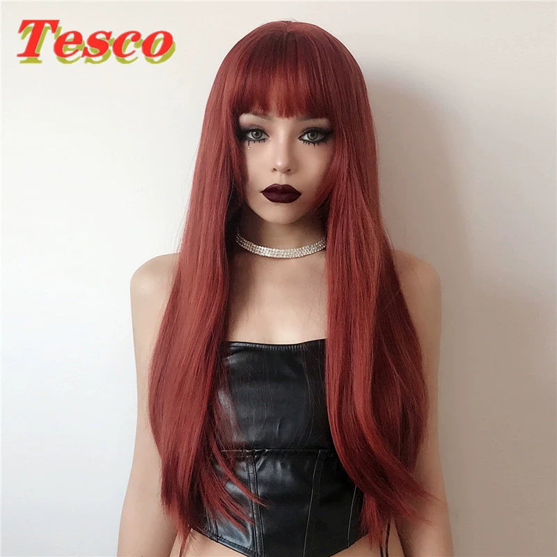 Fashion Brown Grey Long Straight Wig