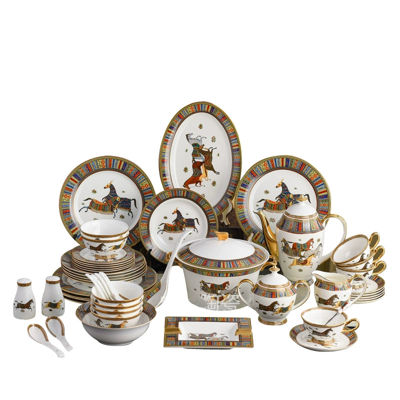 Western-Style Ceramic Bowl and Dish Bowl Set