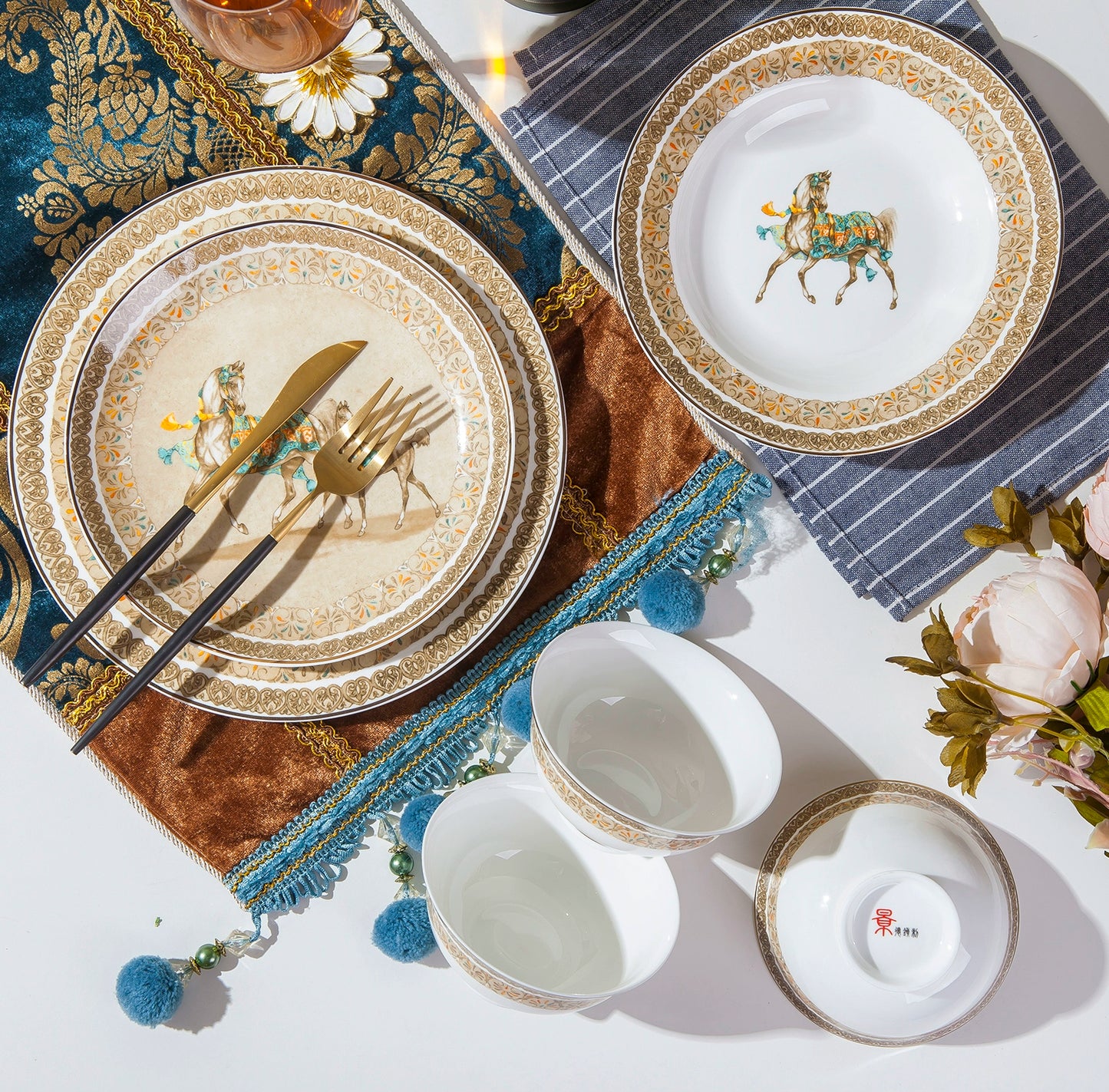 Jingdezhen Bone China Tableware Suit Plate Set