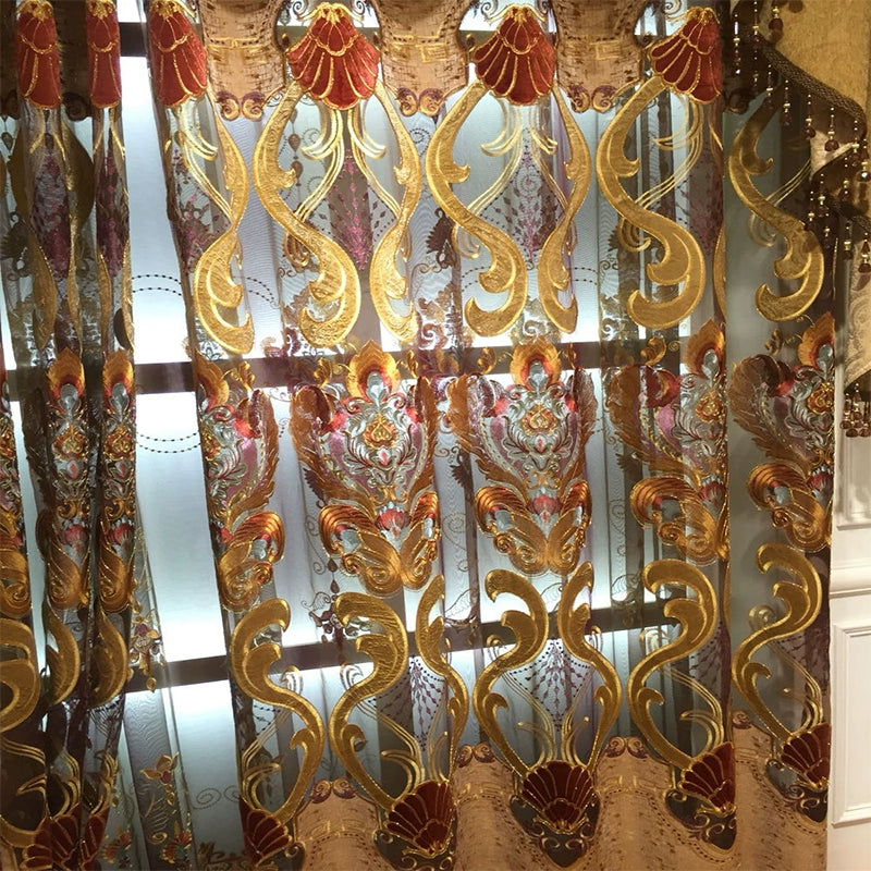 European Chenille Cut Out Embroidered Curtain