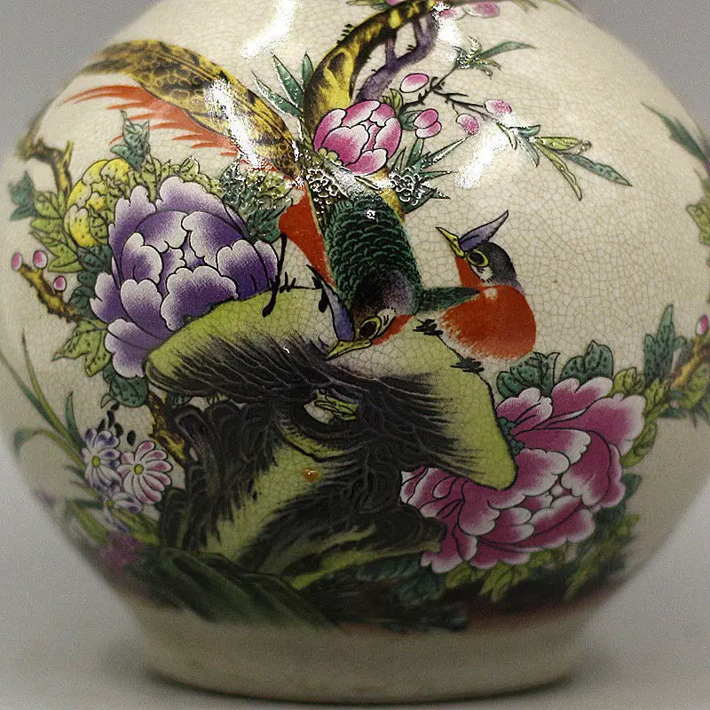 Qing Dynasty Qianlong Flower and Bird Peony Pink Vase