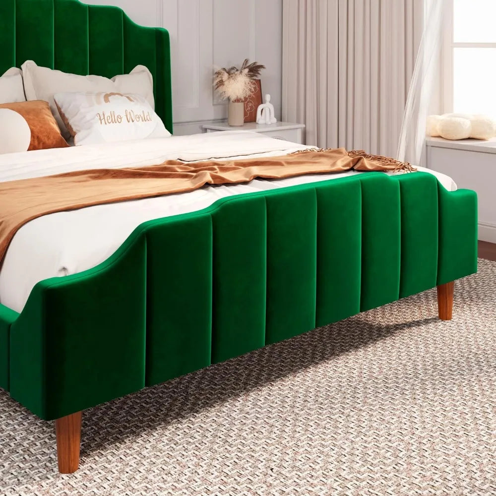 Allewie Queen Size Velvet Bed Frame