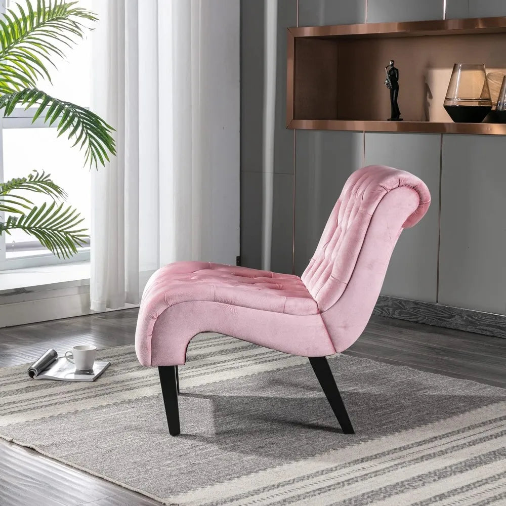 Chaise Lounge Pink Velvet Accent Chair
