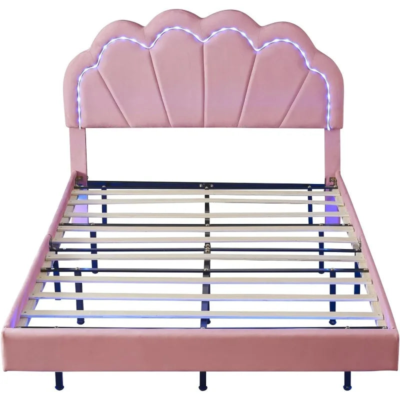 Floating Bed Frame Full Size with Ottoman