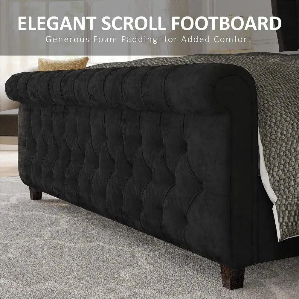 Velvet Upholstered Bed Frame,
