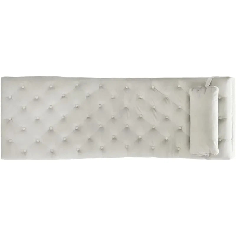 Safavieh Home Monroe Glam Grey Velvet and Brass Chaise Lounge Chair