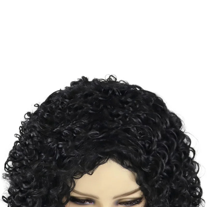 Synthetic Black Long Deep Curly Hair Wig