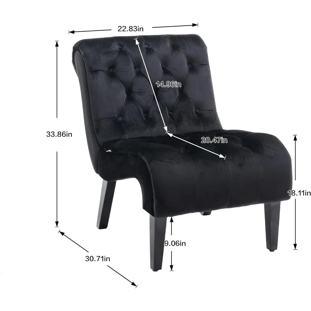 Chaise Lounge Black Velvet Accent Chair