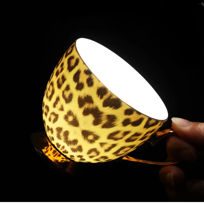 Leopard Pattern Bone China Coffee Tea Cup