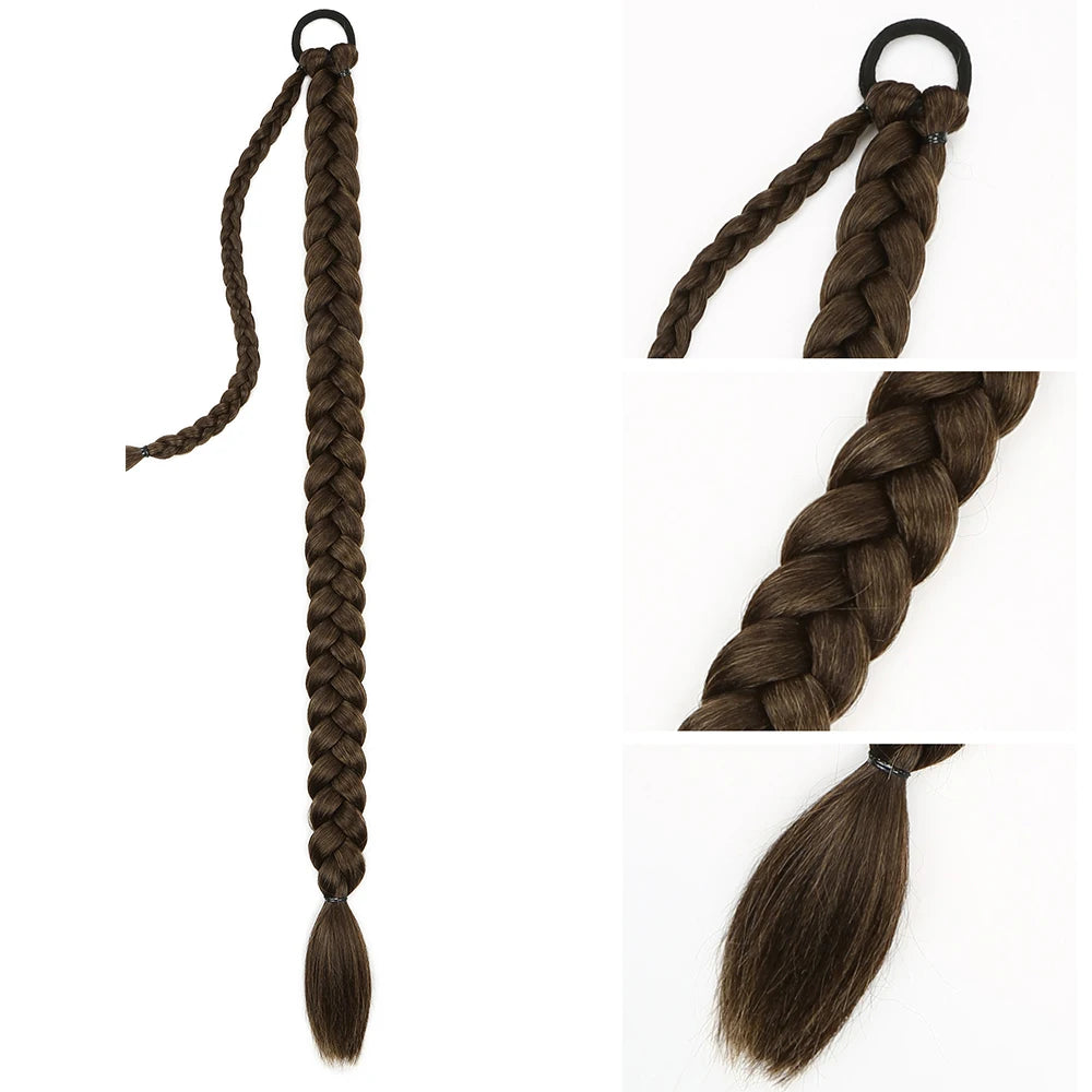 Long Synthetic Braided Ponytail Hair Extensions