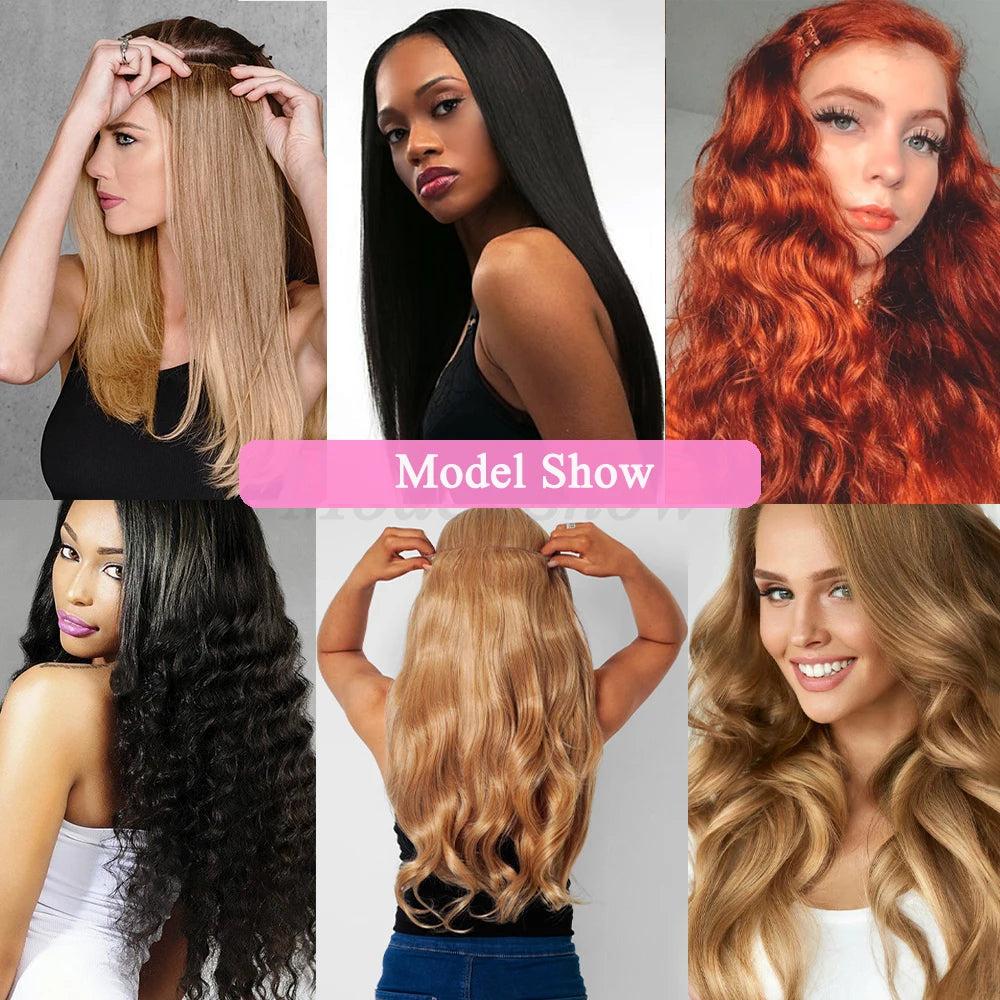 Synthetic No Clip In Fake Hairpiece Blonde Extension