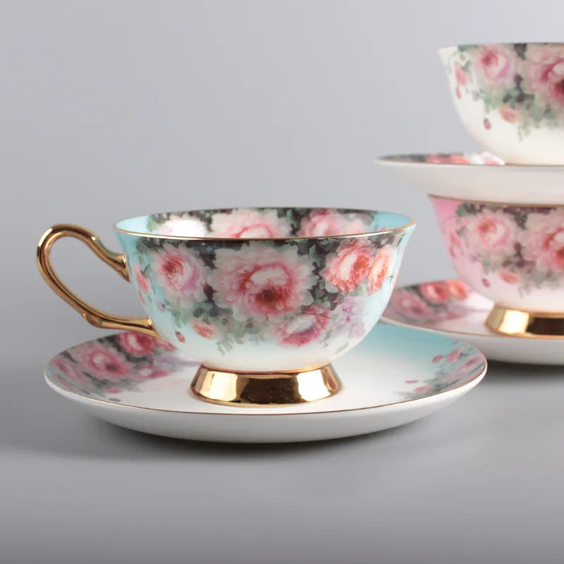 British Bone Porcelain Coffee Cup and Saucer Set
