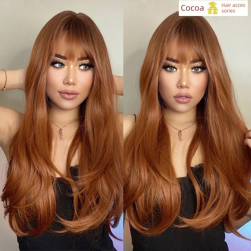 Fashion Brown Grey Long Straight Wig