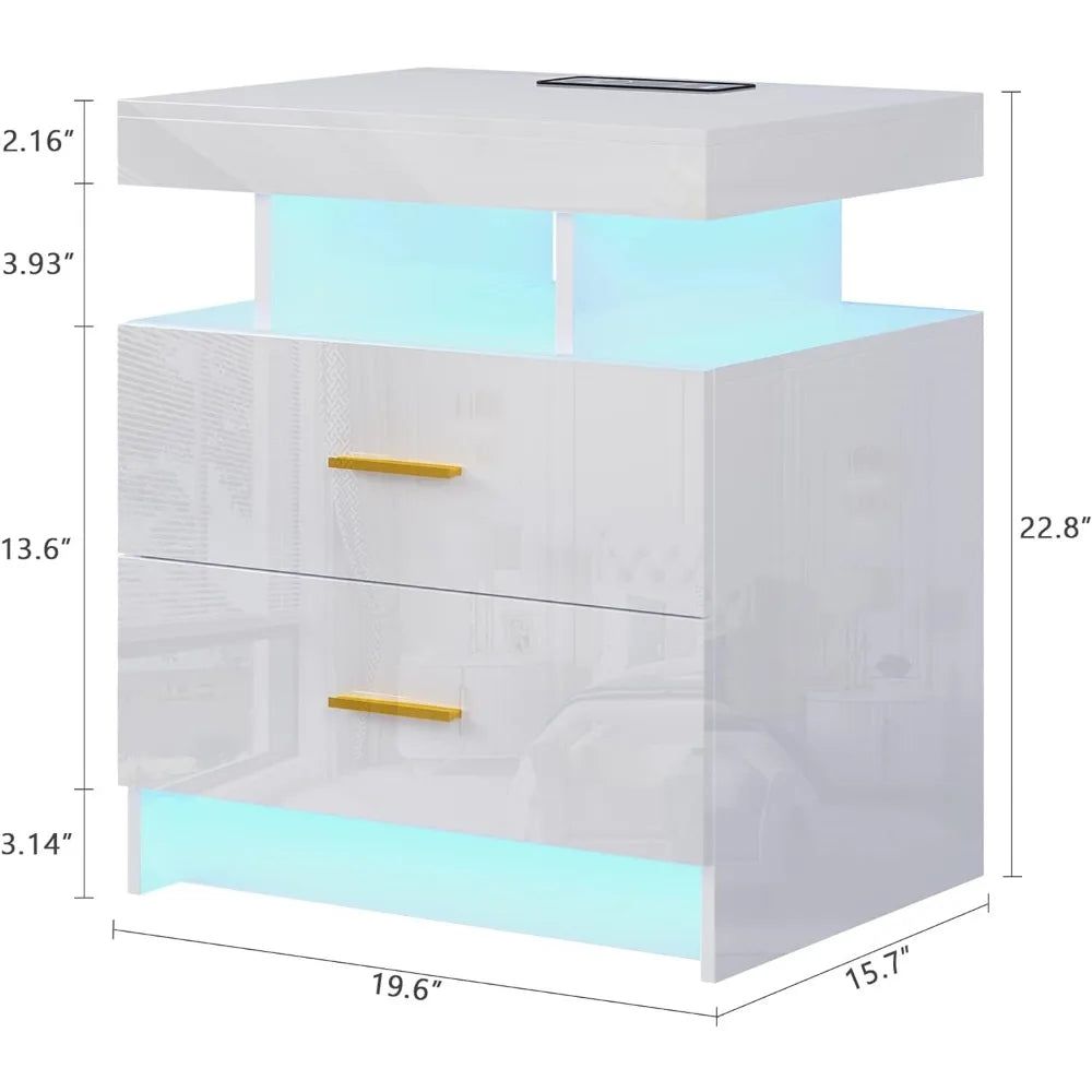 Auto LED Nightstand With Wireless Charging Station