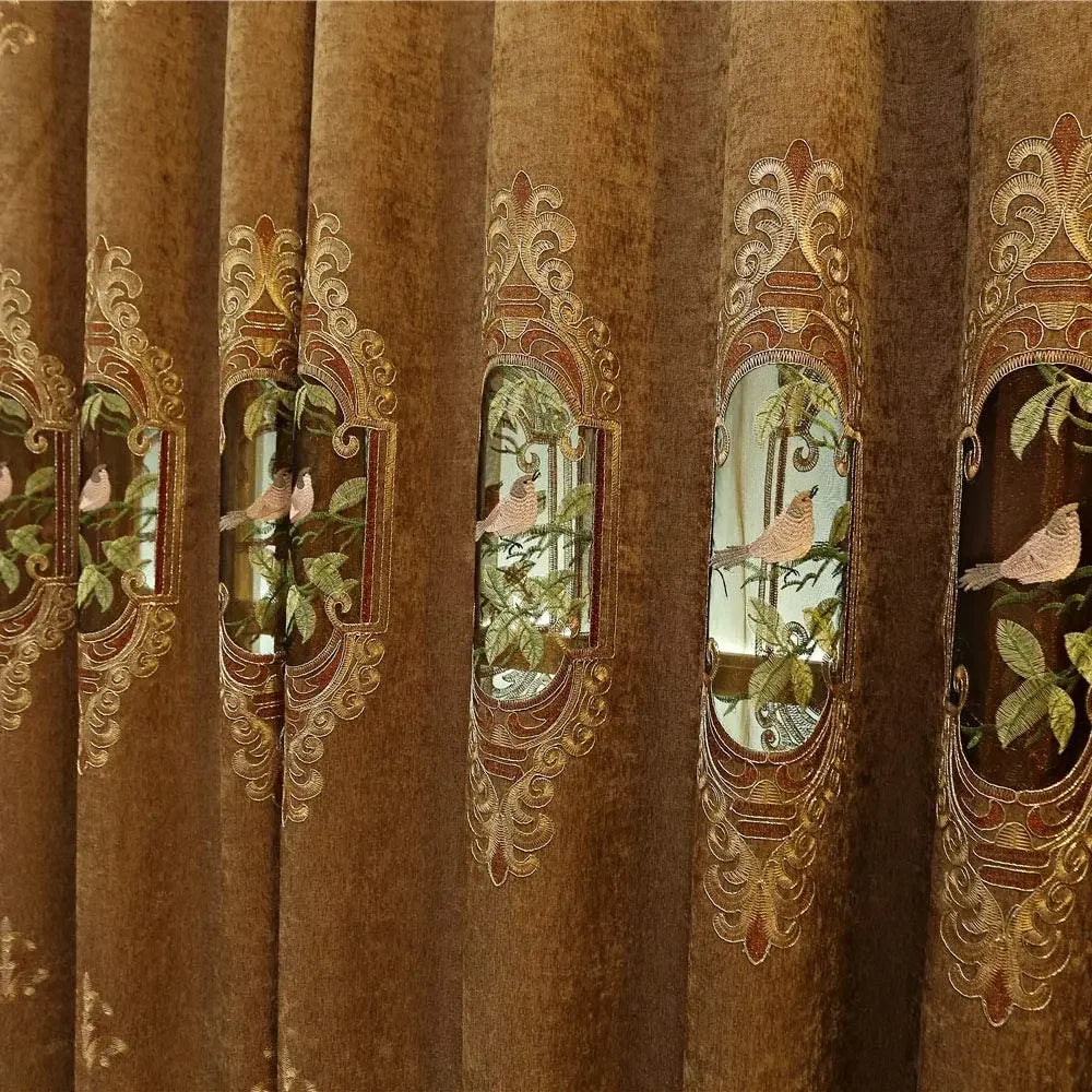 Luxury Bird Embroidered Curtains