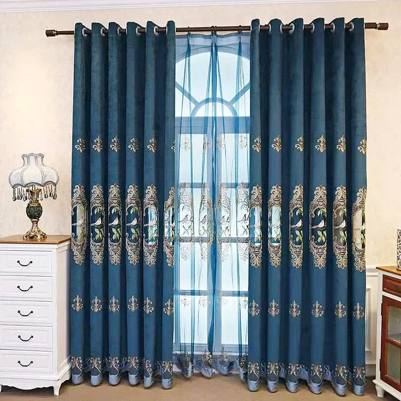 Luxury Bird Embroidered Curtains