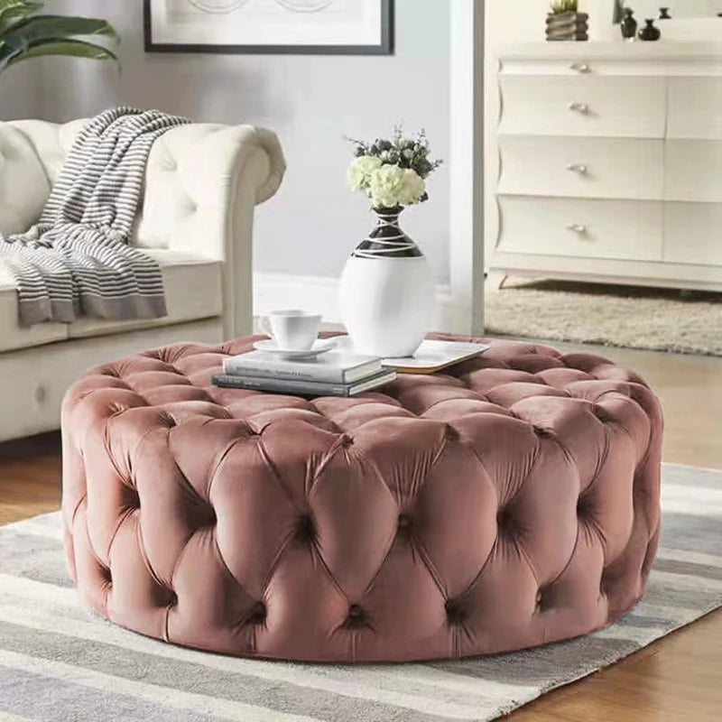 Velvet Round Ottoman Luxury Sofa Stool