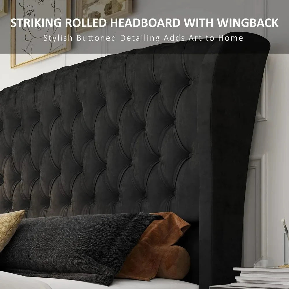 Velvet Upholstered Bed Frame,