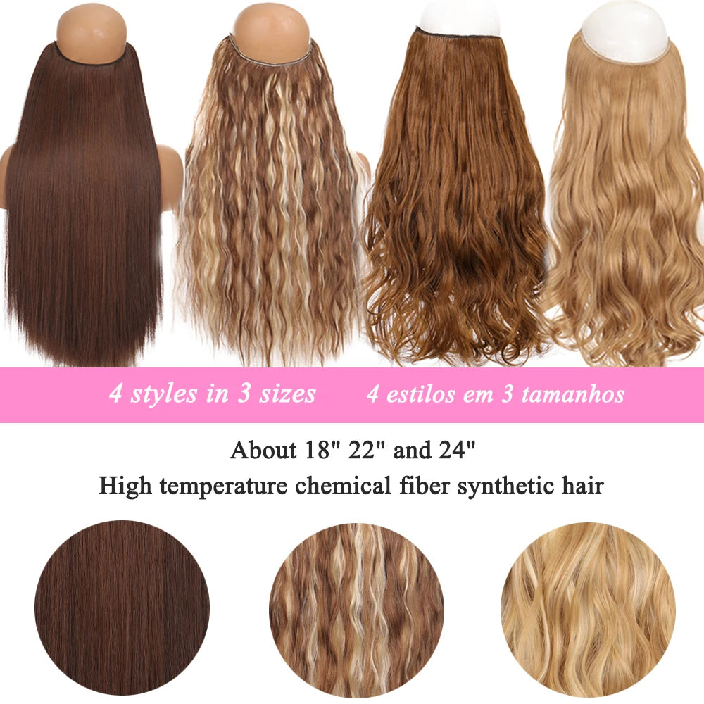Synthetic No Clip In Fake Hairpiece Blonde Extension