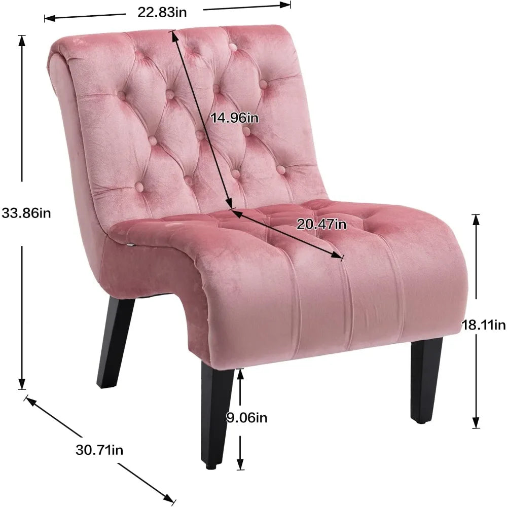 Chaise Lounge Pink Velvet Accent Chair