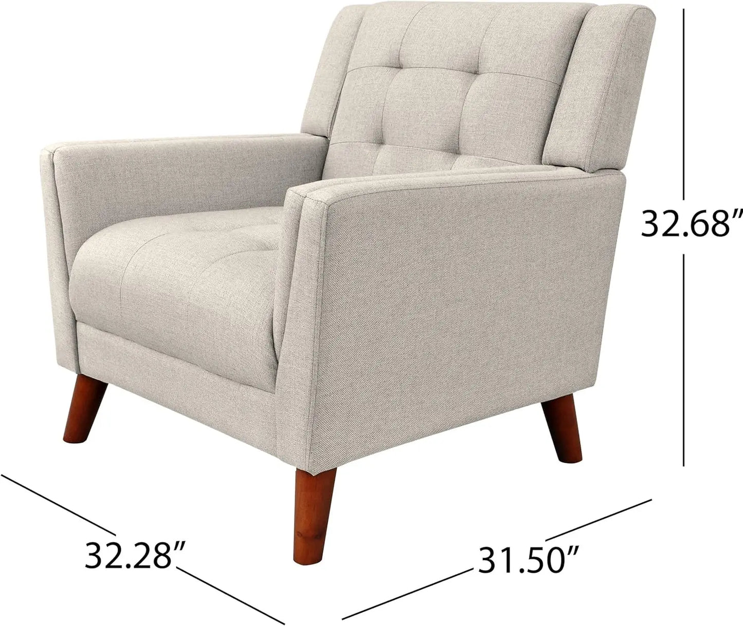 Christopher Knight Home Evelyn Mid Century Modern Fabric Arm Chair, Beige & Walnut