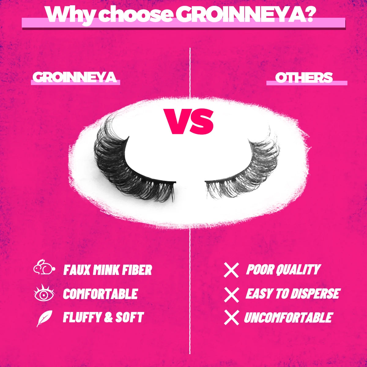 GROINNEYA Fluffy False Eyelashes