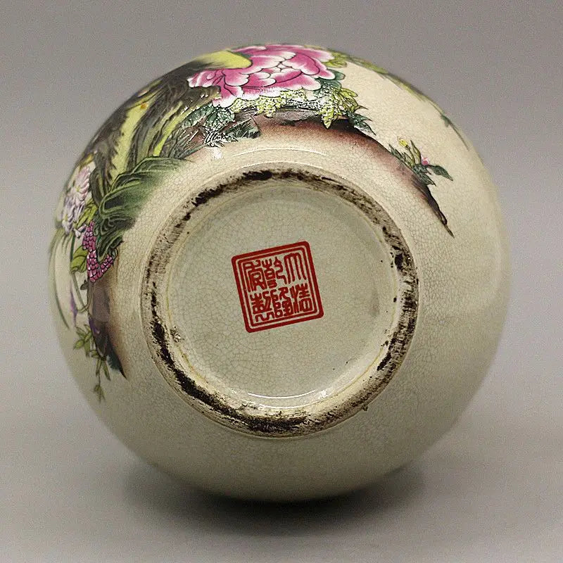 Qing Dynasty Qianlong Flower and Bird Peony Pink Vase