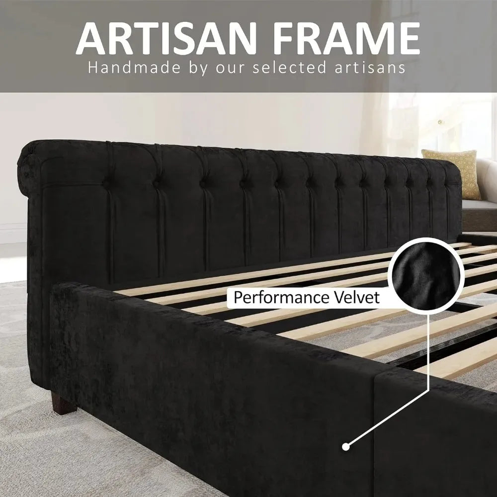 Velvet Upholstered Bed Frame,