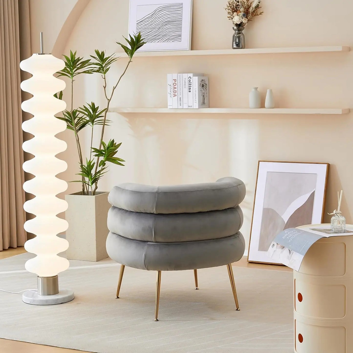 Accent Chair with Ottoman Velvet Armchair
