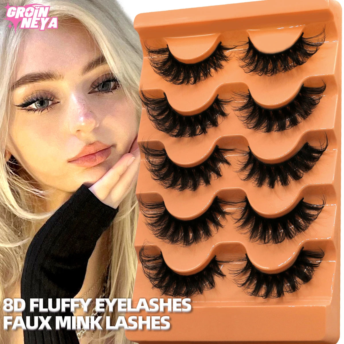 GROINNEYA Fluffy False Eyelashes