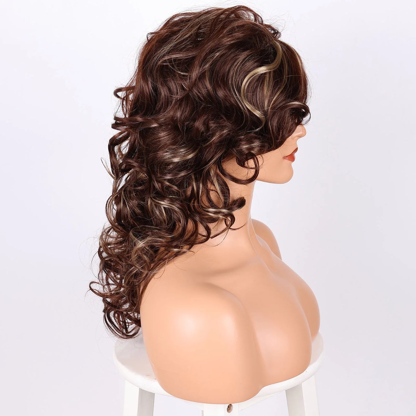 BCHR Long Brown Curly Wig