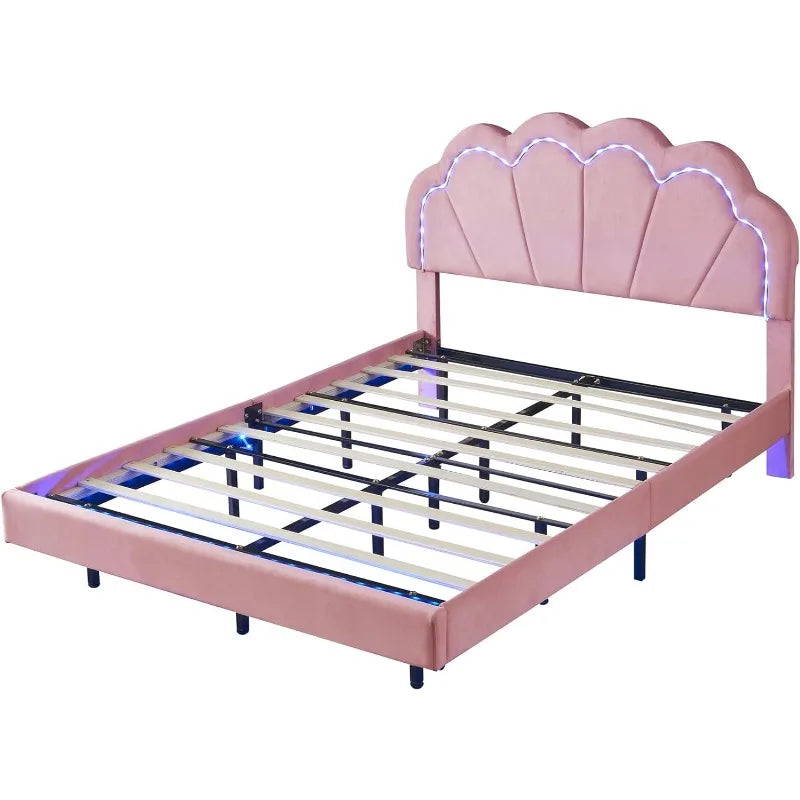 Floating Bed Frame Full Size with Ottoman