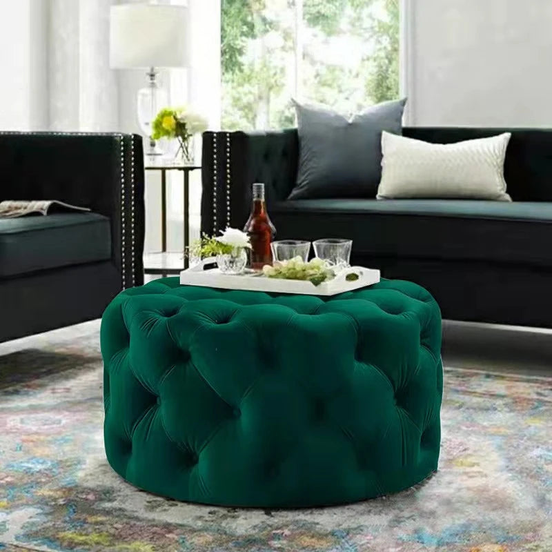 Velvet Round Ottoman Luxury Sofa Stool