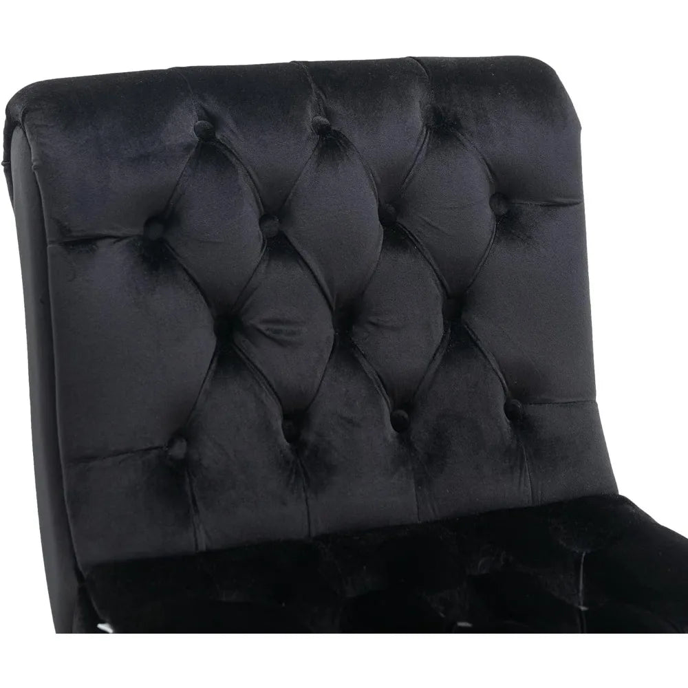 Chaise Lounge Black Velvet Accent Chair