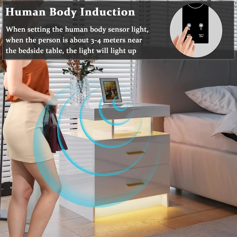 Auto LED Nightstand With Wireless Charging Station
