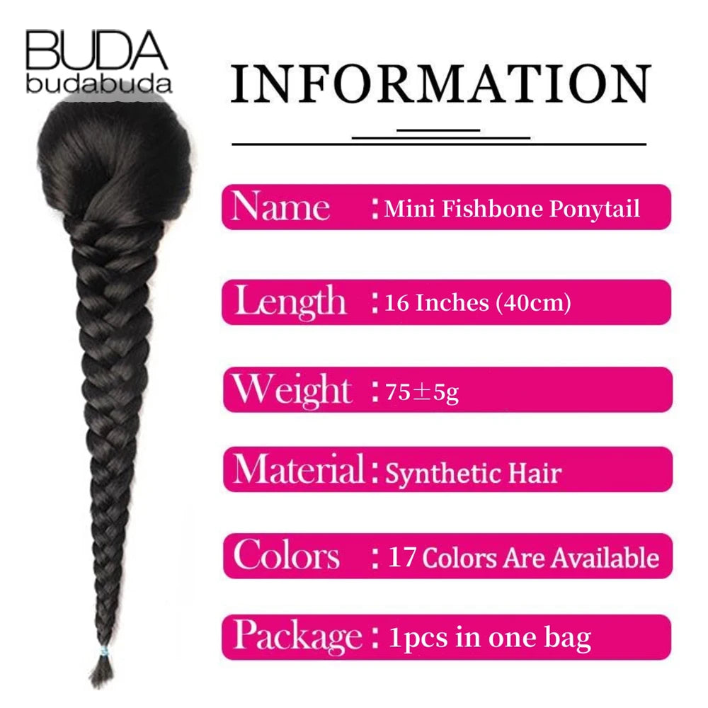 Synthetic Hair Braided Fishtail Ponytail Clip In Hair Extension