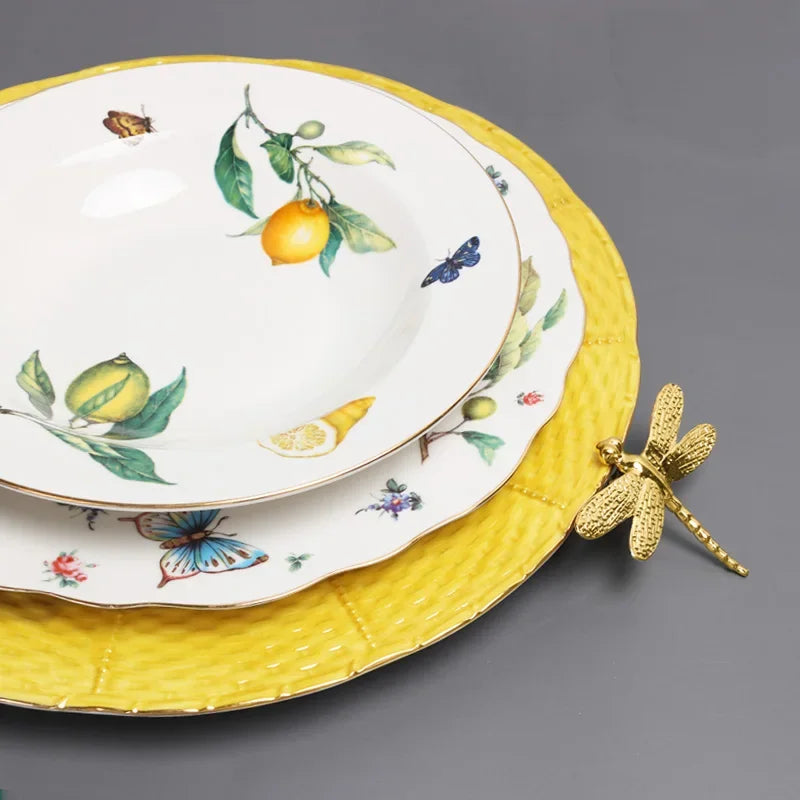 European-style ceramic steak plate cutlery