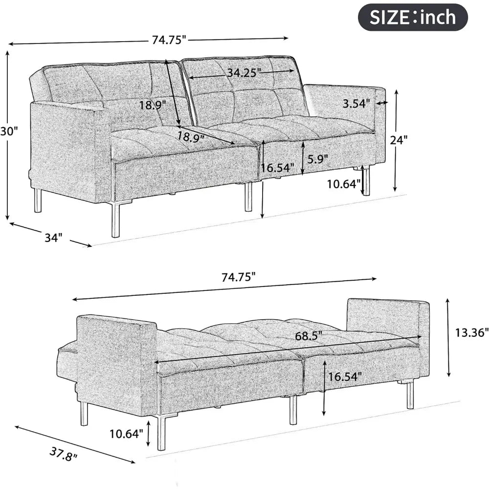Convertible Upholstered Sofa Couch Bed
