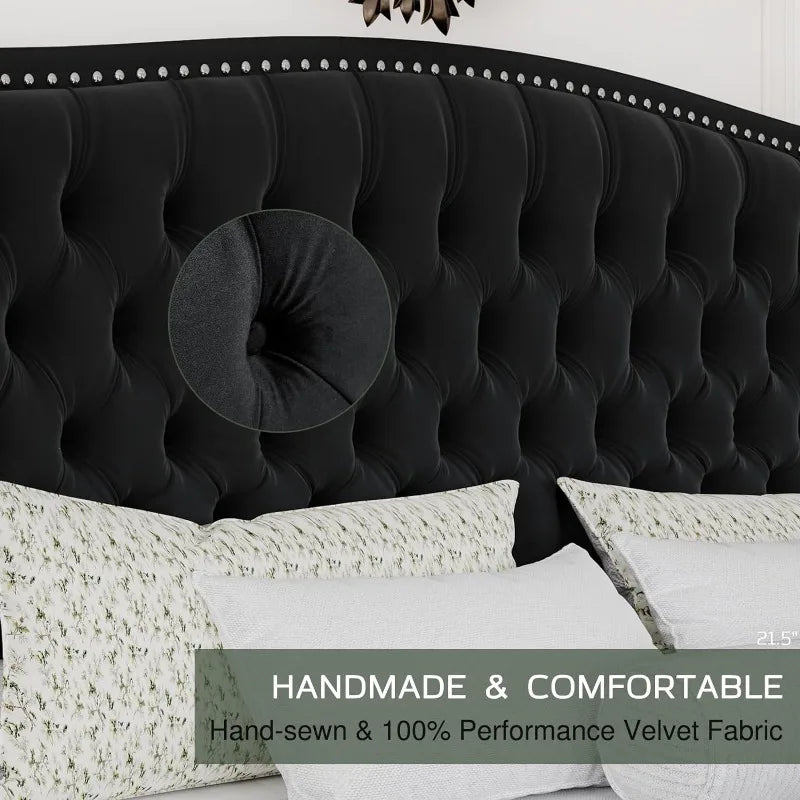 Platform Bed Frame with Wingback Headboard