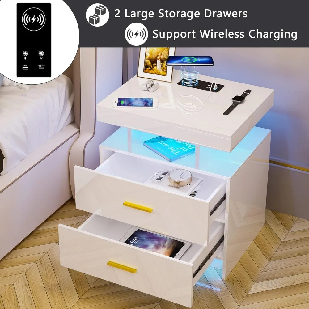 Auto LED Nightstand With Wireless Charging Station
