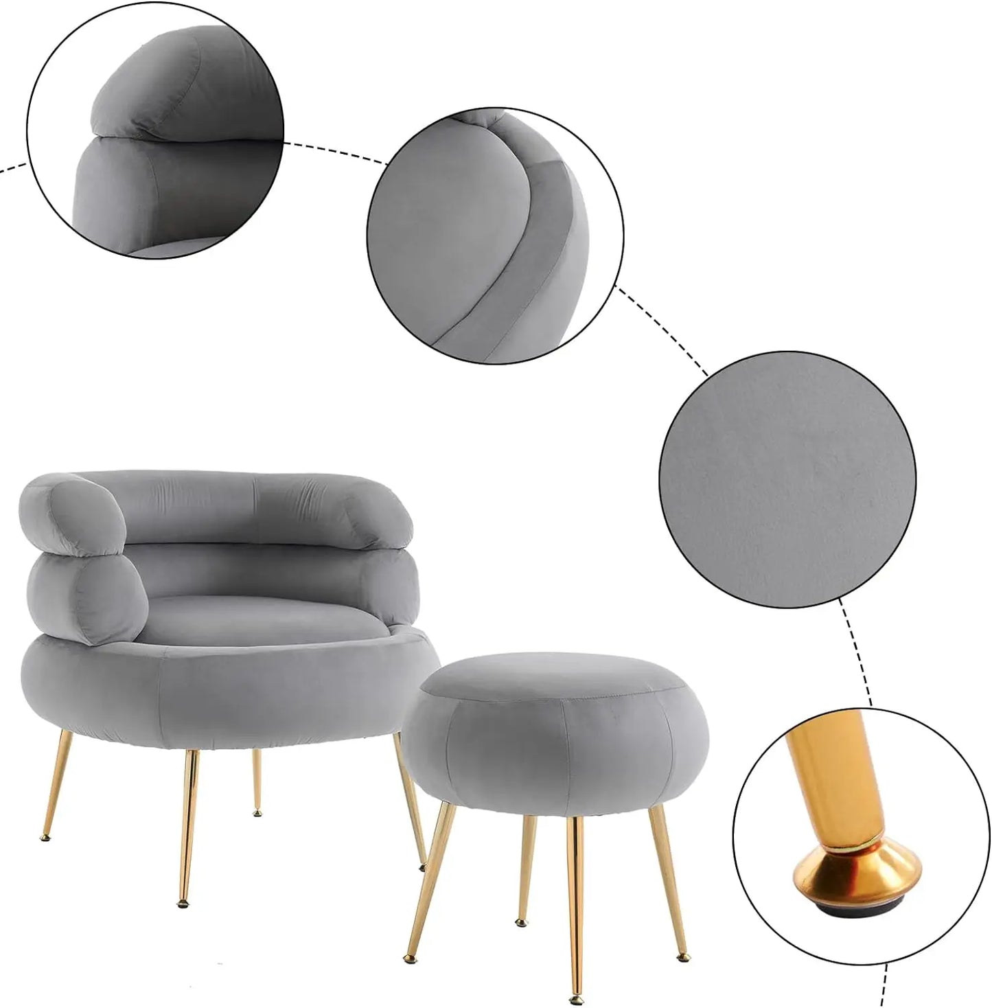 Accent Chair with Ottoman Velvet Armchair